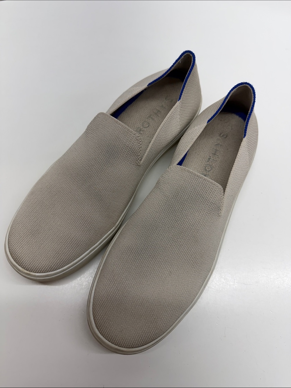 Rothys Sneakers Slip On Causal Sneaker Shoes Knit Ivory White Womens Size 9.5